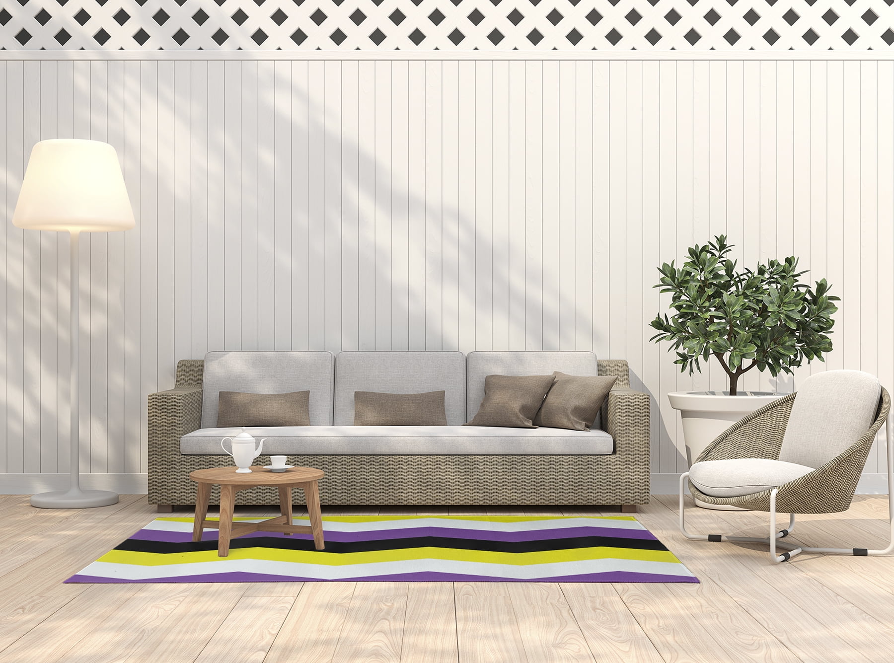 Simply Daisy 5' x 7' Non-Binary Chevron Non-Binary Chevron Chenille Indoor/Outdoor Rug