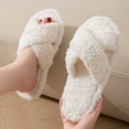 thumbnail image 5 of Mostsola Open Toe Slippers for Women Fuzzy Memory Foam Cross Band Plush House Slippers Slides, 5 of 6