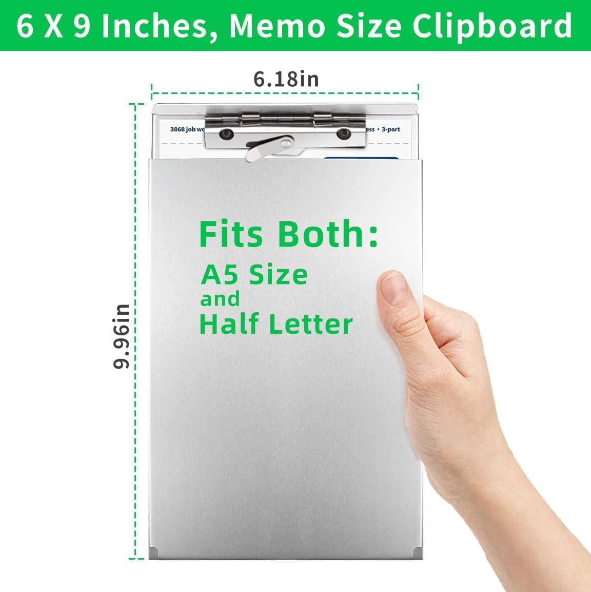 SunnyClip A5 Metal Clipboard with Privacy Cover - Recycled Aluminum Memo Board with Storage for Truckers, Nurses, Students (Memo Size)