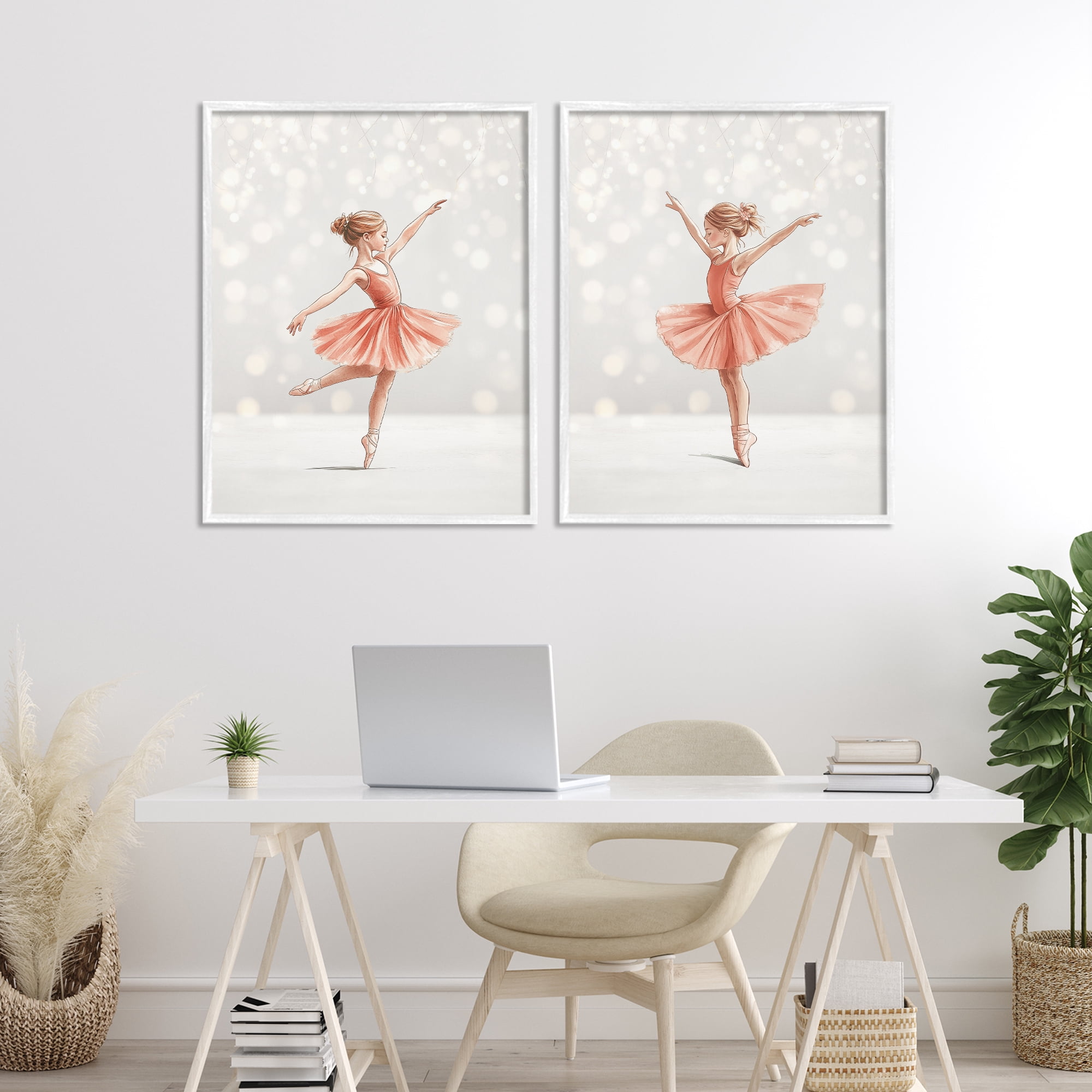 Stupell Industries Dancers In The Light 2 Piece White Framed Giclee Art Set, design by Christine Simpson Art