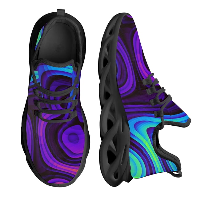 Zapatillas deportivas psicodélicas negras de moda para hombre, transpirables, con cordones ligeros, de malla, personalizadas