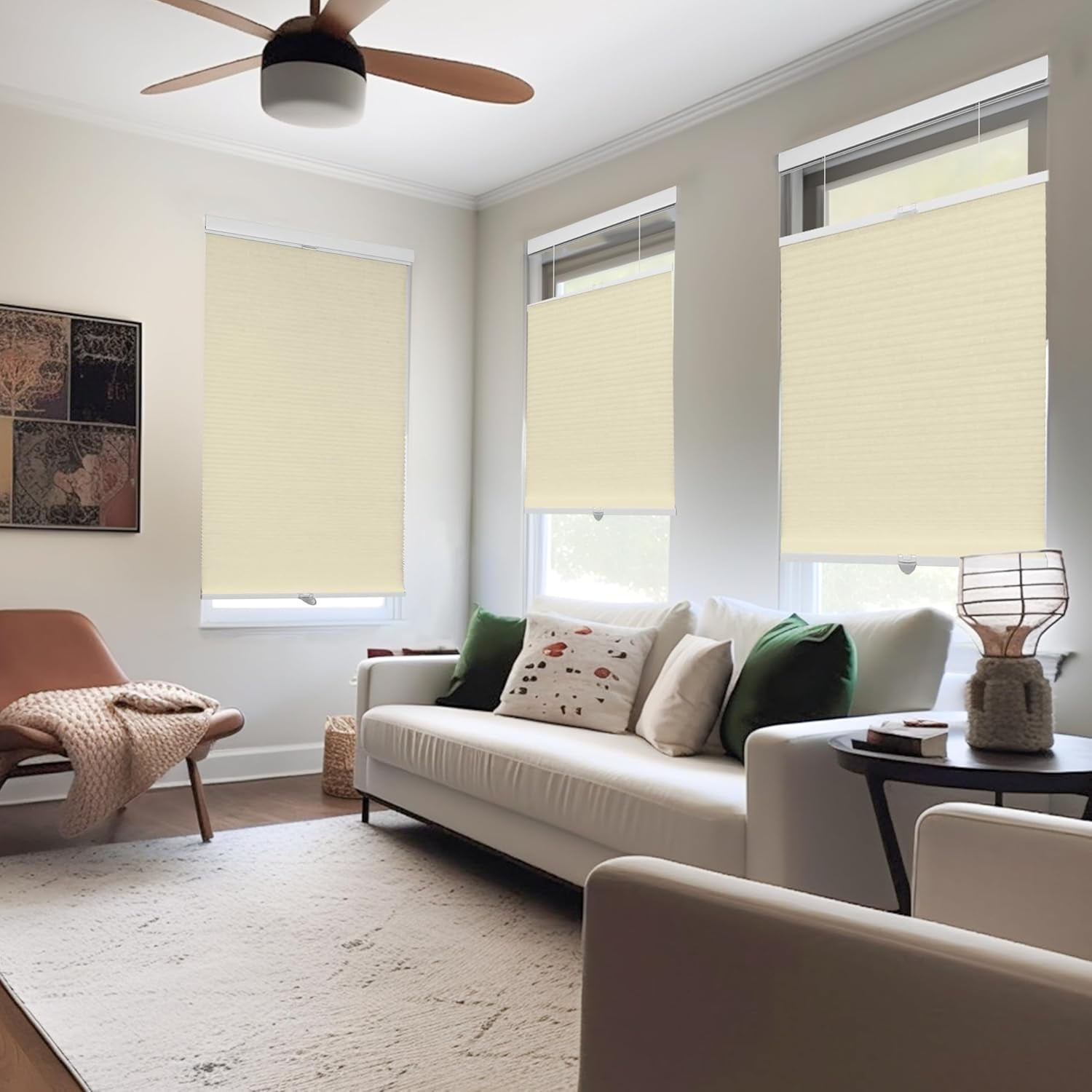 Chicology Beige Light Filtering Cordless Top Down Bottom Up Cellular Shades 19.25 in. W x 48 in. L