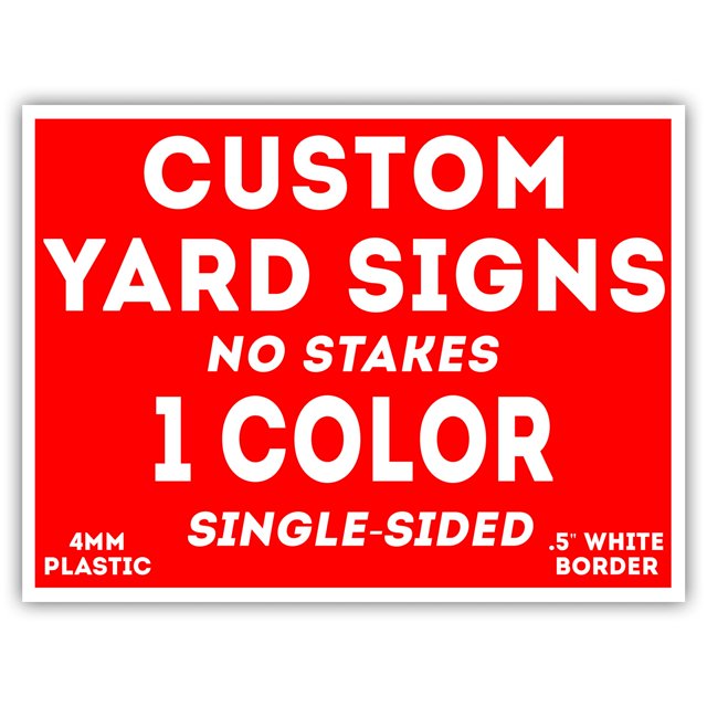 VIBE INK 100 Pack Custom Yard Signs 24x18" SmartFlute Single-Sided Printing Waterproof UV-Ink Screen Printed Glossy Customized