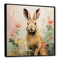 thumbnail image 2 of Designart "Floral Meadow Rabbit Curiosity III" Animals Framed Wall Art - Traditional Green Rabbit Hallway Framed Wall Art Decor, 2 of 6