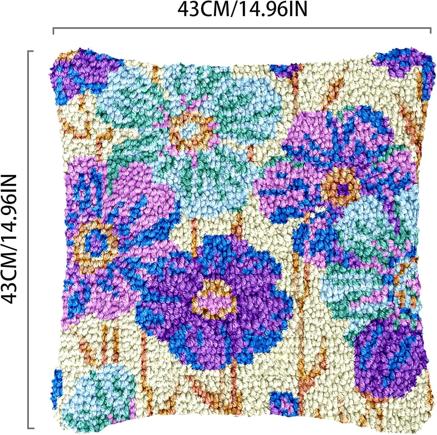 Latch Hook Kits for Adults，Purple Flower | Creativity Gift Embroidery Home Decoration, 43×43cm/17*17in