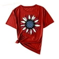 thumbnail image 5 of Htigea Independence Day T Shirt for Women Sunflower Graphic Crewneck Short Sleeve Shirts 4th of July Patriotic Tees Casual Loose Fit Summer Tops Red,XL, 5 of 9