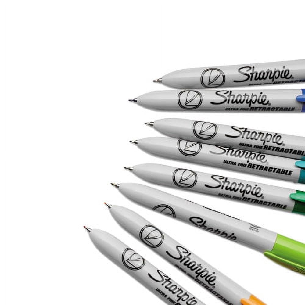 Sharpie 1742025 Retractable Permanent Markers, Ultra Fine Point, Assorted Colors, 8-Count & Retractable Permanent Markers, Ultra Fine Point, Black, 2 Count