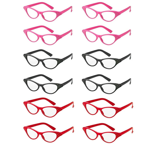 red cat eye glasses with rhinestones