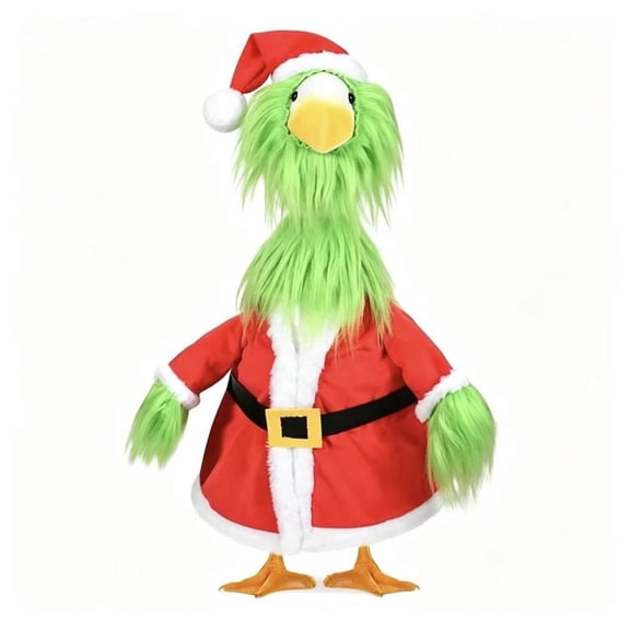Christmas Porch Goose Outfits Funny Green Goose Outfit Lawn Porch Goose Clothes Fits 23" Cement Plastic Goose Statue for Xmas Outdoor Garden Yard Patio Statue Art Decor