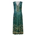 thumbnail image 4 of kytmyeq Women's Long Dress Maxi Dress Casual Dress Summer Casual Sleeveless V Neck Boho Waist Flower Printed Dress, 4 of 6