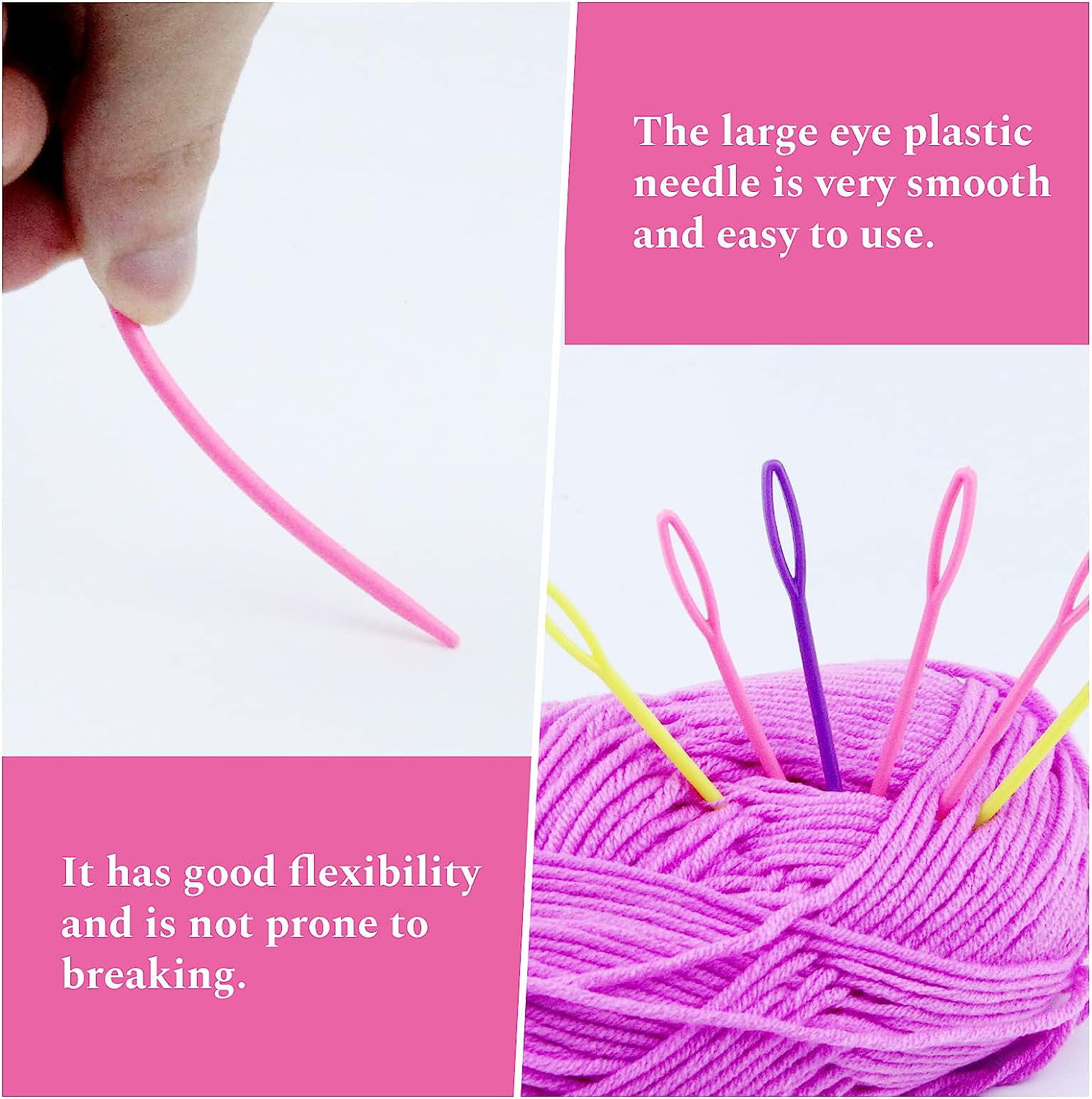 Plastic Yarn Needles;Plastic Needles;Plastic Embroidery Needle;Plastic  Sewing Needles(3.5,60pcs) Especially Suitable for Beginners to Learn  Sewing and Knitting 