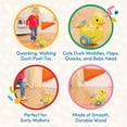 thumbnail image 3 of Battat – Juguete de empuje para caminar – Pato de madera – Camina y aletea – Sonidos tontos y cabeza de Bobble – 12 meses + – Pato Quack & Go, 3 of 5