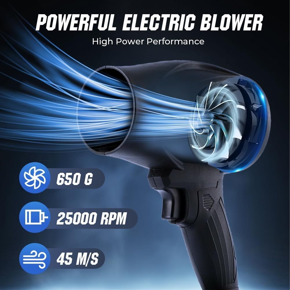 Cordless Leaf Blower Variable Speed,21V Lightweight Handheld Blower with Batteries&30-45 Mins Runtime,for Yard,Patio,Car Drying,Snow,Garage,Deck Cleaning
