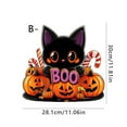 thumbnail image 3 of WMGHA Halloween Wreath Door Sign Welcome Sign for Front Door, Halloween Decorations Black Cat Happy Halloween Sign Hanging Home Wall Decor Halloween Party Favors Outdoor Indoor Supplies, 3 of 3