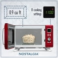 thumbnail image 2 of Nostalgia Mid-Century Retro Countertop Microwave Oven - Large 900-Watt - 0.9 cu ft - 8 Pre-Programmed Cooking Settings - Digital Clock - Kitchen Appliances - Red, 2 of 5