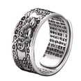 thumbnail image 5 of Pink Season Men Ring Vintage Carving Mantra Scripture Adjustable Bring Luck Wealth Birthday Gift Male Chinese Feng Shui Pixiu Finger Ring Retro Jewelry, 5 of 8
