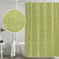 thumbnail image 4 of Polyester Fabric Vintage Fruit Green Shower Curtain, Farmhouse Retro Solid Color Linen Texture Waterproof Bathtub Curtain Bathroom Decor Set with Hooks 36 x 78 Inches, 4 of 6