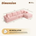 thumbnail image 6 of BIGSYY 138" Boneless Couch with Deep Seat, Modular Sectional Sofa, Cloud Sectional Couch for Living Room, No Assembly Required, Corduroy, 4 Seater L-Shape Right, Pink, 6 of 10