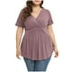 thumbnail image 1 of Camiseta con cuello en V y hombros descubiertos asimétricos recortados de talla grande para mujer a la moda OAVQHLG3B Store lin121212, 1 of 4