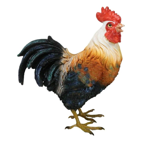 Rustic Western Country Farm White Breasted Chicken Rooster Figurine