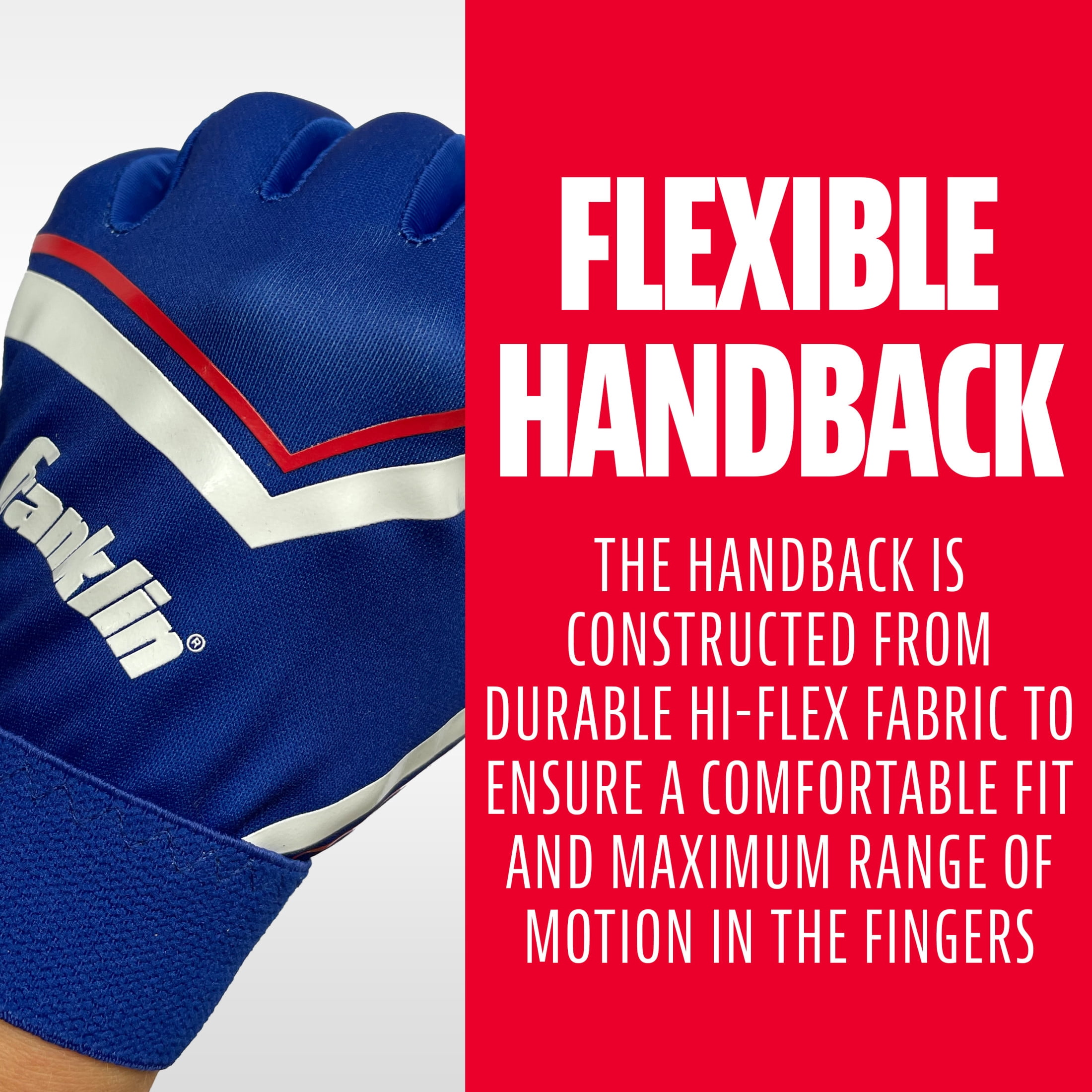Franklin Sports Shoktak Youth Football Gloves, High Grip, Royal, Youth Medium