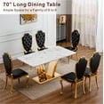 thumbnail image 2 of GAKMCIL 70" Rectangle Faux Marble Dining Table for 6-8 People, Kitchen Table with Mirror Polished Stainless Steel Base, Adjustable Non-Slip Feet, 300lbs Load for Kitchen, Dining Room (Gold&White), 2 of 7