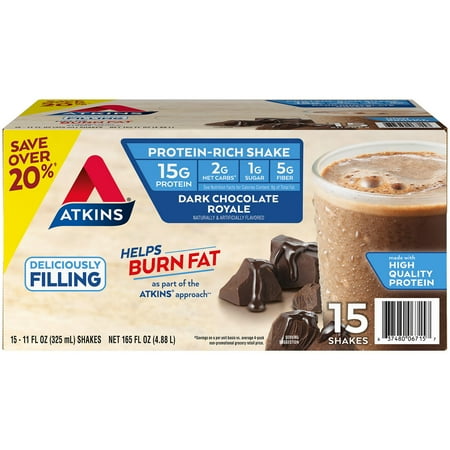 The Atkins Gluten Free Protein-Rich Shake, Dark Chocolate Royale, Keto-Friendly (15 pk.)