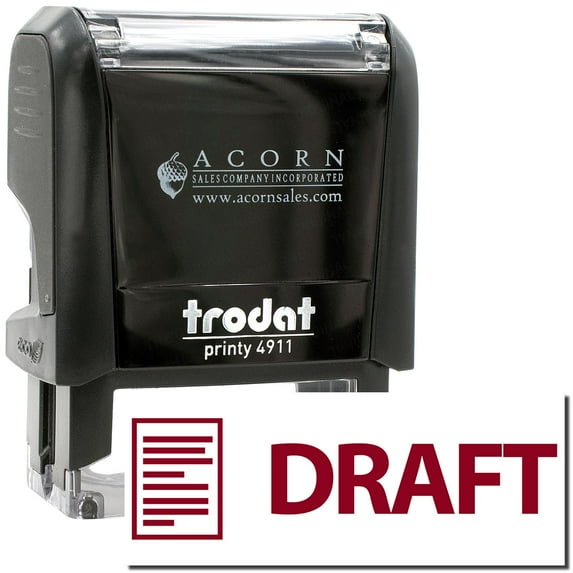 Self-Inking Draft with Letter Stamp, Trodat Printy 4911, Press and Print Stamping, Impression Size 5/8" x 1-1/2", Up to 10,000 Impressions - Burgundy Ink