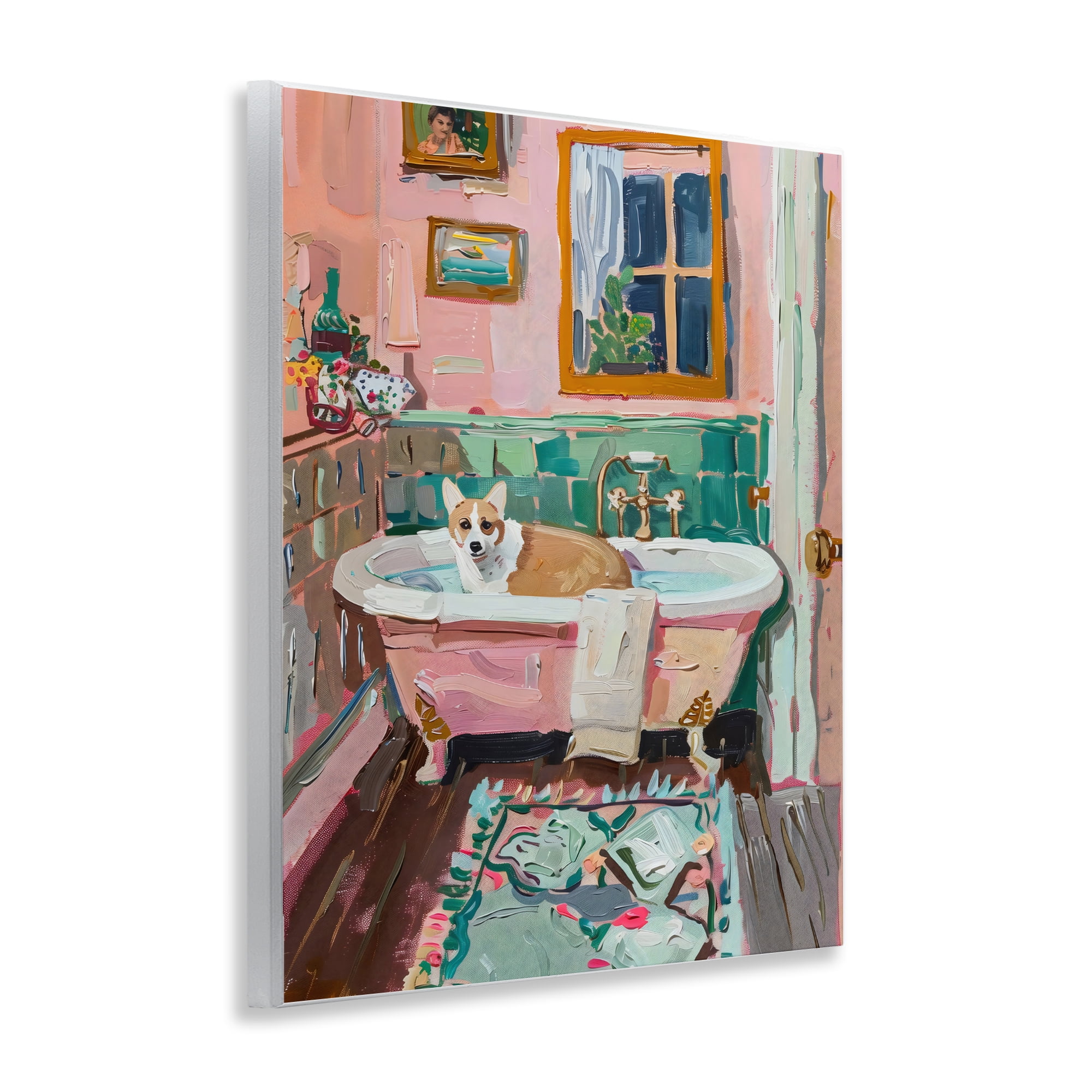 Stupell Industries Corgi in Pastel Tub Wall Plaque Art, design by The Prints Vibe