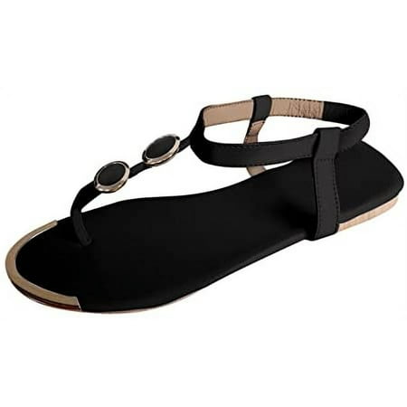 

Sandals for Women Dressy Summer Comfort Flat Sandals Open Toe T-Strap Beach Travel Shoes Roman Shoes