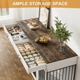 thumbnail image 4 of WIILAYOK 72.05" Dog Crate Furniture, Wooden Dog Kennel with 2 Drawers and 4 Dog Bowls, Heavy Duty Indoor Furniture Style Dog Cage House, 4 of 10