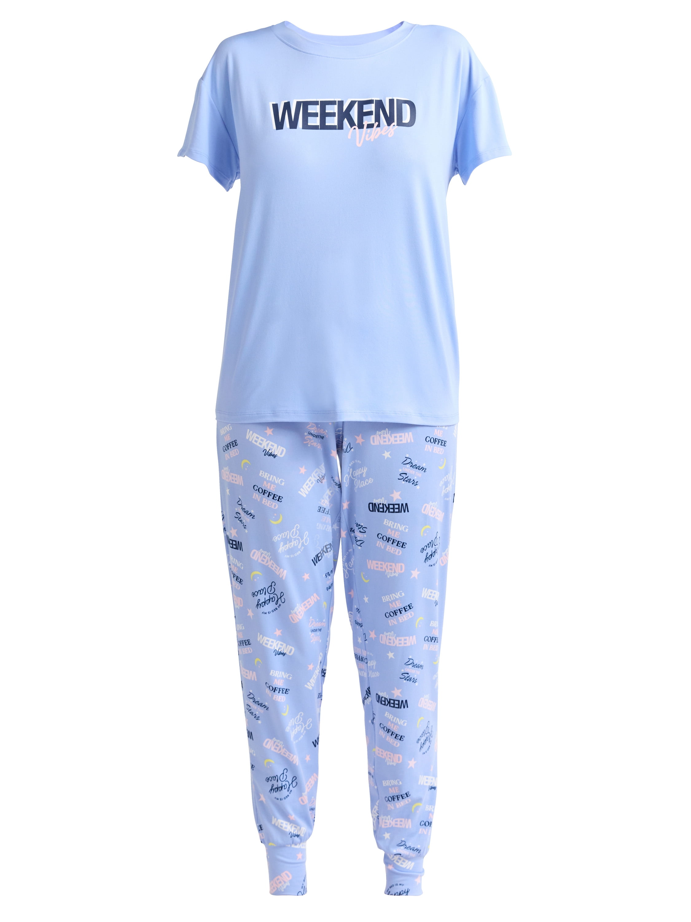 Joyspun Women's and Women’s Plus Sleep Tee and Joggers Pajama Set, 2-Piece, Sizes XS to 3X