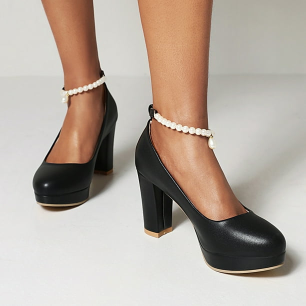 Zapatos de negocios de tacón alto con punta redonda y boca baja