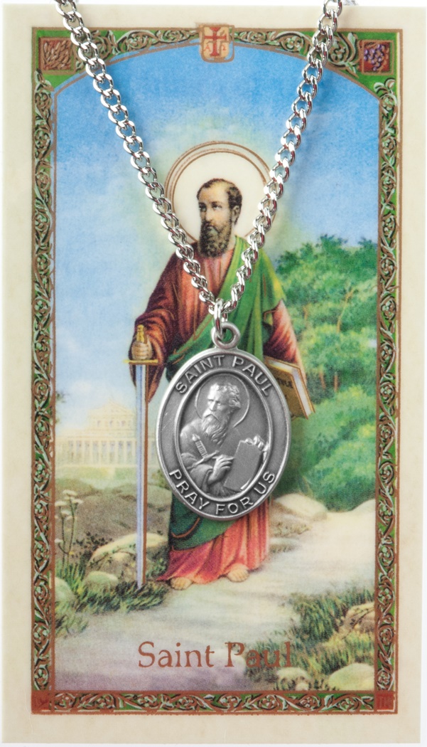 Pewter Saint St Paul the Apostle Medal with Laminated Holy Card, 1 1/16 ...
