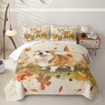 thumbnail image 2 of Manfei Cute Pug Quilt Full, Fall Farm Maple Leaf Full Bedspread Sets, Cream, 3-Piece, 1 Coverlet and 2 Pillowcases, 2 of 7