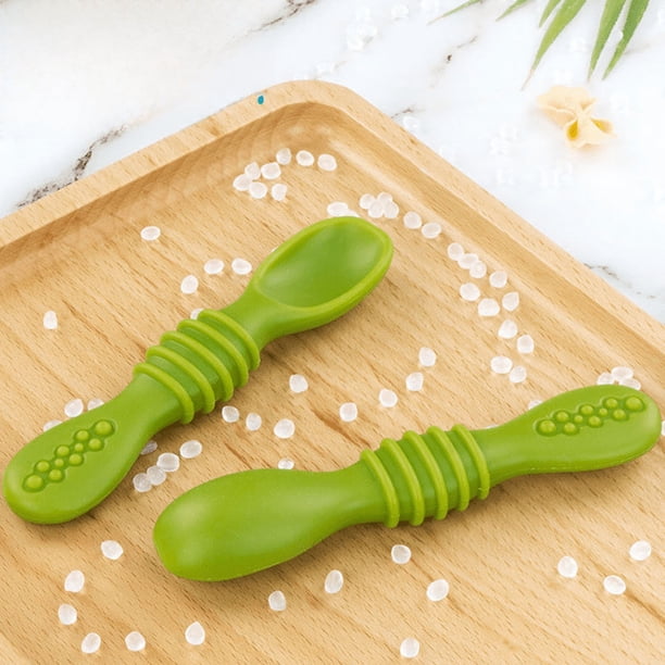 Cuchara de entrenamiento molar de silicona para bebés, alimento complementario para bebés, pasta de arroz, cuchara suave de dos cabezas, cuchara pegajosa, cuchara para lamer, palo para moler