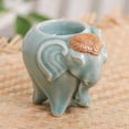 thumbnail image 2 of NOVICA Celadon ceramic tealight holder, 'Bright Elephant in Green', 2 of 6