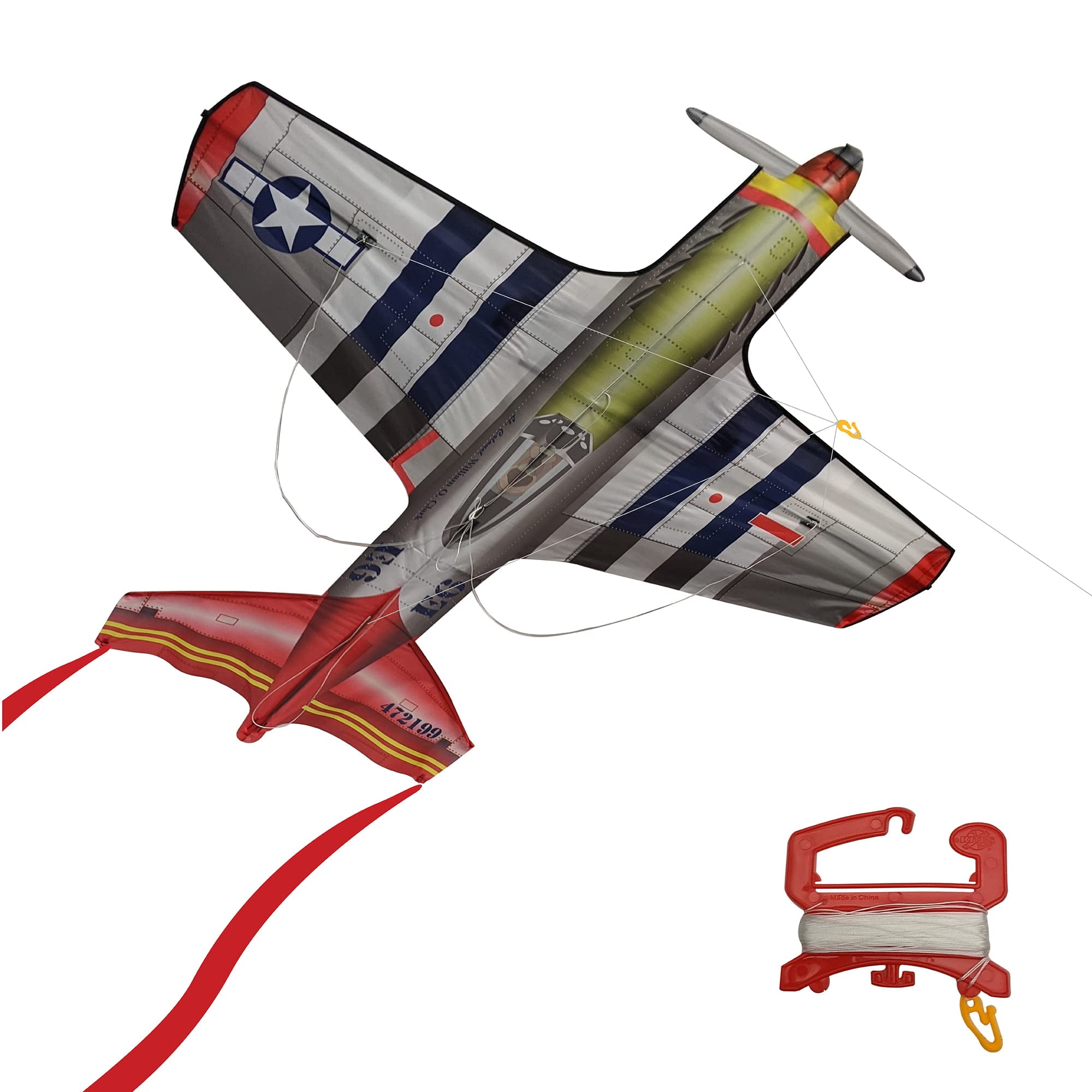 WindNSun FlightZone 53" Nylon Kite - Mustang Airplane