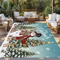 thumbnail image 3 of Fsddascl Teal Christmas Snowman Outdoor Rug for Patio/Deck/Porch, Non-Slip Large Area Rug 5 x 8 Ft, Xmas Tree Snowflake Botanical Indoor Outdoor Rugs Washable Area Rugs, Camping Rug Carpet Runner, 3 of 5