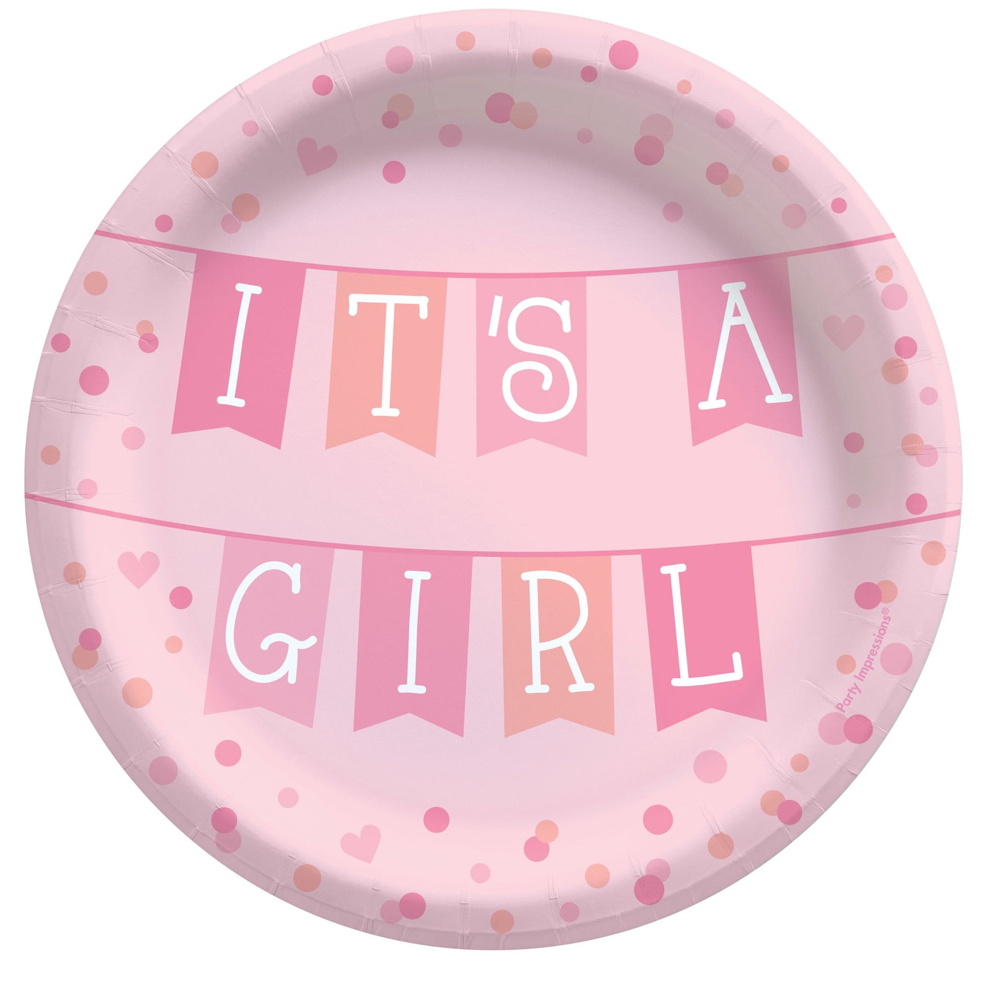 Baby Shower Pink 'It's a Girl' Large Paper Plates (8ct)