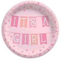 Baby Shower Pink 'It's a Girl' Large Paper Plates (8ct)