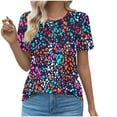 thumbnail image 2 of GaThRRgYP Womens Summer Tops Plus Size,Women's Round Neck Fashionable Casual Short Sleeved Spring/summer Top Purple S, 2 of 5