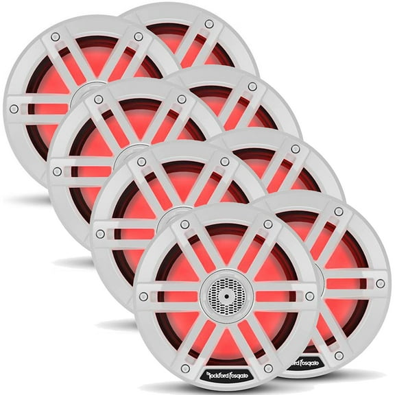Rockford Fosgate 4 Pair M1-65 M1 Series 6.5” Color Optix Marine 2-Way System- 75 Watts Rms, 300 Watts Peak, White Grilles Included