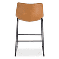 thumbnail image 5 of Take Me Home Furniture Tan PU Upholstered Stool 26"H Counter Stool | Metal Black Frame, Mid-Back Bar Stool | Easy to Clean Leather Stool (Set of 2), 5 of 5