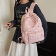 thumbnail image 6 of Polka Dot Bow Backpack Set, Water Resistant Bookbag with Lunch Box and Pencil Case, Nylon Laptop Backpack for Outdoor College (Pink), 6 of 10