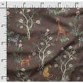 thumbnail image 2 of Soimoi Animals Printed, Cotton Satin Spandex, Sewing Fabric by The Yard 54 Inch Wide, Decorative Fabric for Dresses and Home Accents, Brown, 2 of 5