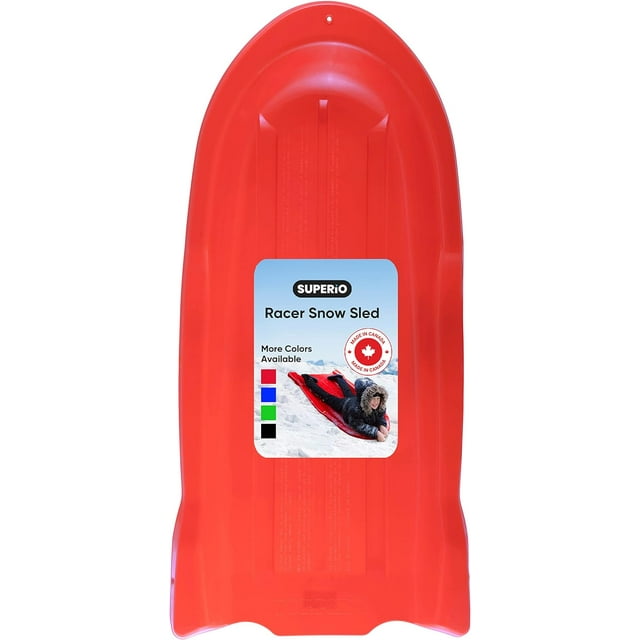 Superio Traîneau de Neige Torpedo pour Enfants et Adultes, 46 Pouces, Rouge