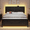 Black, variant on Queen Size Platform Bed Frame with LED Lights, USB Charging, and Farmhouse Barn Door Headboard, Strong Metal Slats Support, Noise Free, No Box Spring Needed, Brown