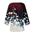thumbnail image 4 of JULMCOMO Long Sleeve Kimono for Women Casual 3/4 Sleeve Lightweight Open Front Floral Long Cardigan Kimono Beachwear Wine M, 4 of 5