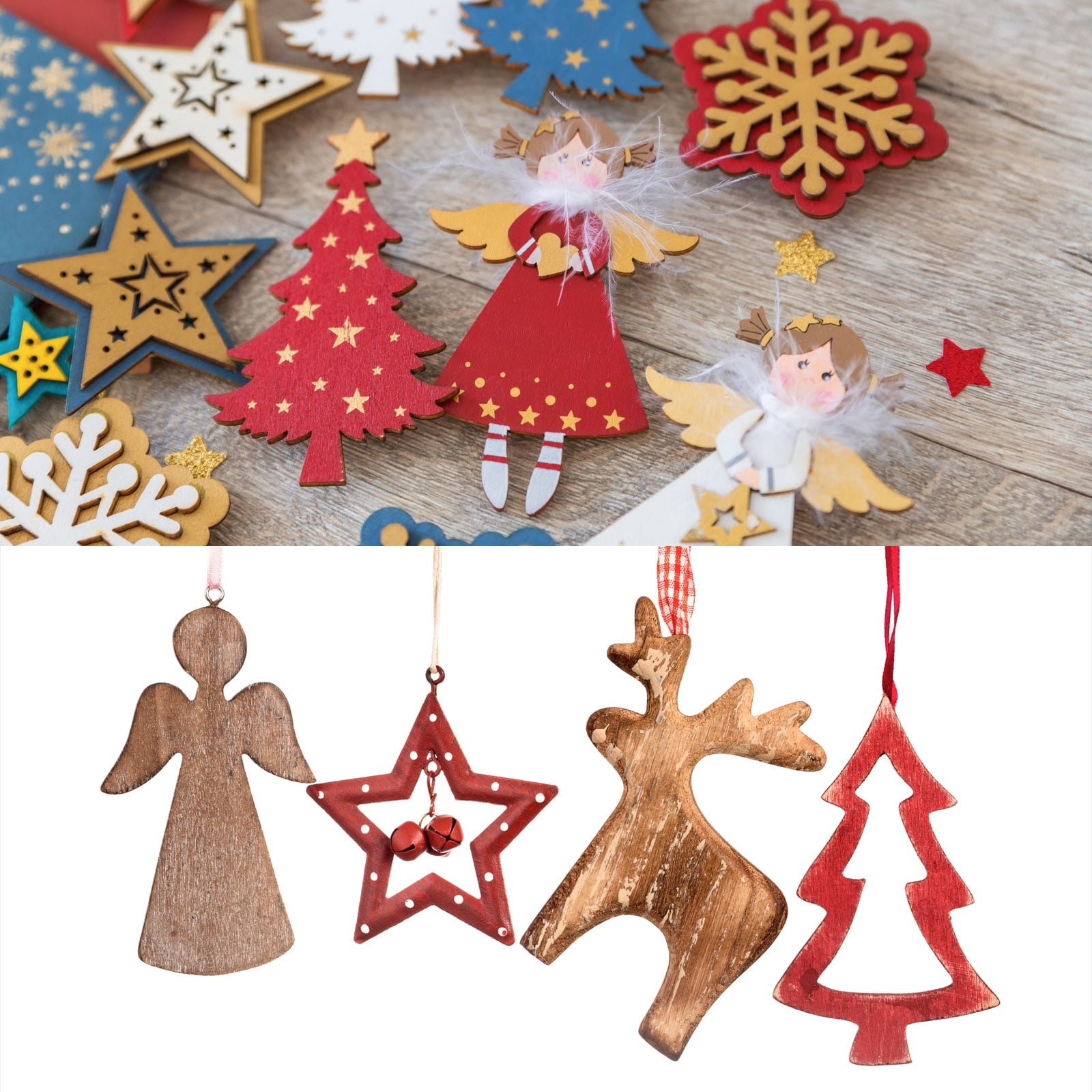 100 Pcs Wooden Christmas Ornaments Paintable Wooden Round Crafts for DIY Christmas Craft Party